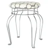 Quatrefoil Silver Wire Vanity Stool/Ivory Printed Fabric Seat Opening Sales