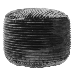 Ridgecrest Charcoal Grey Plush Pouf, 20 Discount Online