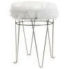 Rion Chrome Wire Vanity Stool/Padded White Faux Fur Seat Opening Sales