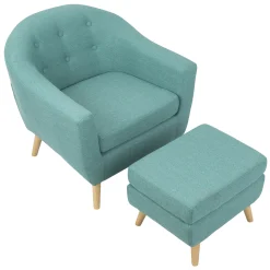 Rockwell Accent Chair & Ottoman Set, Teal Clearance