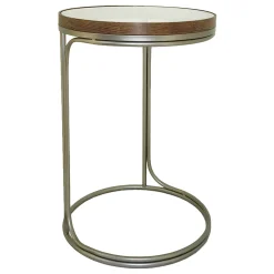 Round Clear-Top Metal C-Table, Small Opening Sales