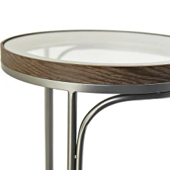 Round Clear-Top Metal C-Table, Small Opening Sales