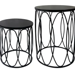 Round Wood Top With Oval Metal Table, Small Promotion