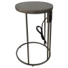 Round Wood-Top Gold Metal C-Table With Usb Port, Large Good Quality