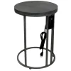 Round Wood-Top Metal C-Table With Usb Port, Silver Good Quality