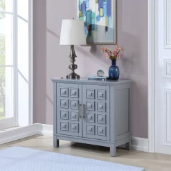 Sadie 2-Drawer Geometric Cabinet, Grey Bargain Sale