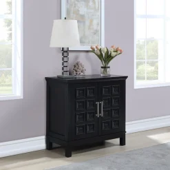 Sadie 2-Drawer Geometric Cabinet, Black Outlet