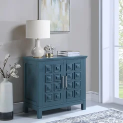 Sadie 2-Drawer Geometric Cabinet, Turquoise Clearance