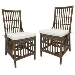 Set Of 2 Honeybloom Cade Brown Rattan Box Chair Outlet
