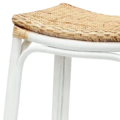 Set Of 2 Indah Rattan Backless Barstool, White Online Discount