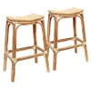 Set Of 2 Indah Rattan Backless Barstool, Honey Bargain Sale