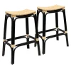 Set Of 2 Indah Rattan Backless Barstool, Black Online Discount