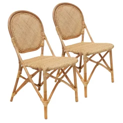 Set Of 2 Indah Rattan Bistro Dining Chairs Low Price