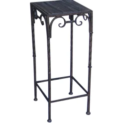 Square Wood Top Plant Stand With Brown Twist Metal Leg, Large Discount Online