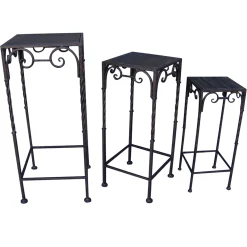 Square Wood Top Plant Stand With Brown Twist Metal Leg, Large Discount Online