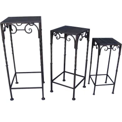 Square Wood Top Plant Stand With Brown Twist Metal Leg, Small Gift Selection