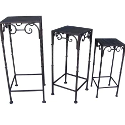 Square Wood Top Plant Stand With Brown Twist Metal Leg, Medium Online Discount