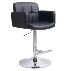 Stout Adjustable Faux Leather Barstool, Black Fashion