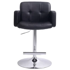 Stout Adjustable Faux Leather Barstool, Black Fashion