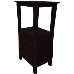 Theodore Dark Brown 2-Drawer Thick Leg Accent Table, 29.5 Less Expensive