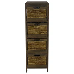 4-Tier Brown Wooden Shelf With Maize Drawers Discount Online
