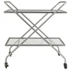 2-Tier Glass Shelf Bar Cart With Metal Frame Discount