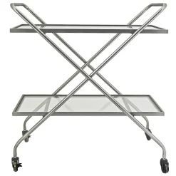 2-Tier Glass Shelf Bar Cart With Metal Frame Discount