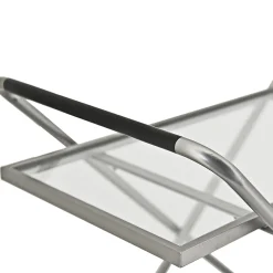 2-Tier Glass Shelf Bar Cart With Metal Frame Discount