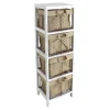 4-Tier White Wooden Shelf With Wire Baskets Exquisite Gifts