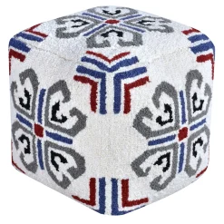 Tile Tufted Pouf Blue Outlet