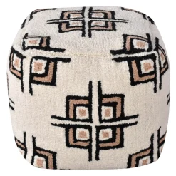 Tile Tufted Pouf Cream Low Price