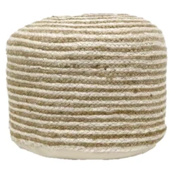 Tracey Boyd Striped Jute Pouf Bargain Sale