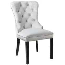 Velvet Grey Tufted Ring Back Dining Chair Discount Online