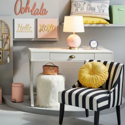 White Faux Fur Round Ottoman Fashion