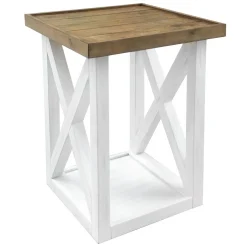 White Wooden X-Side Accent Table Cheaper