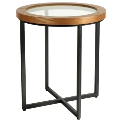 Wood Edge Glass Top Accent Table Good Quality