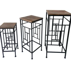 Wood Top Plant Stand With Metal Frame, Large Promotion