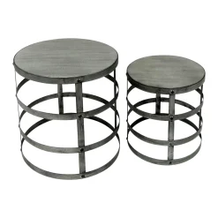 Wood Top Plant Stand With Metal Base, Large Outlet