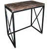 Wood Top With Black Cross Metal Table, Medium Premium
