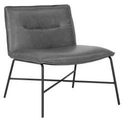 Zoey Black Faux Leather Armless Accent Chair Low Price