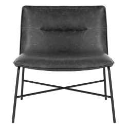 Zoey Black Faux Leather Armless Accent Chair Low Price